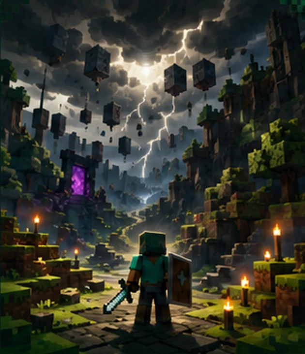 A Minecraft survivor facing a storm and a changed world