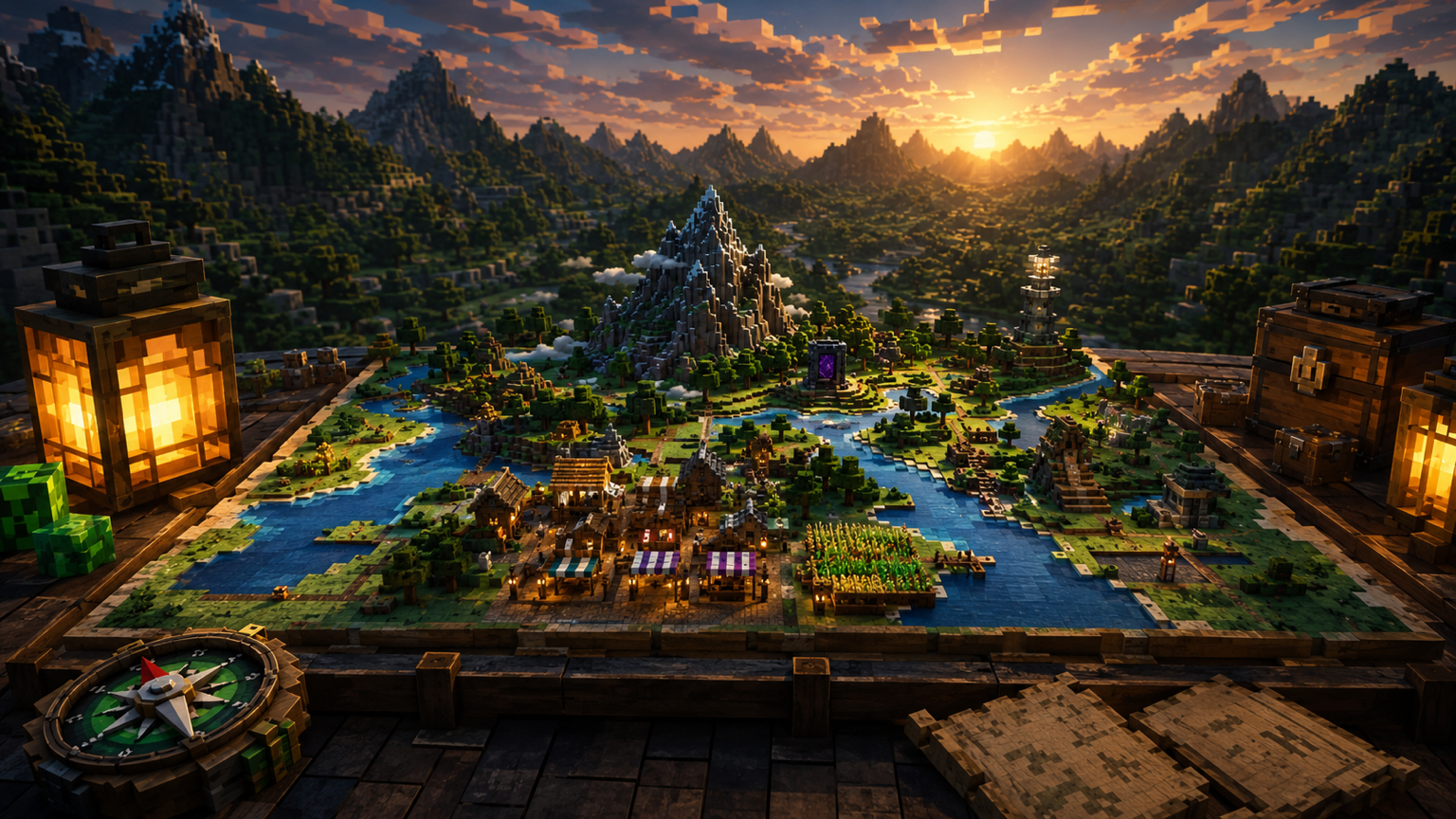 SMP World illustrated Minecraft scene